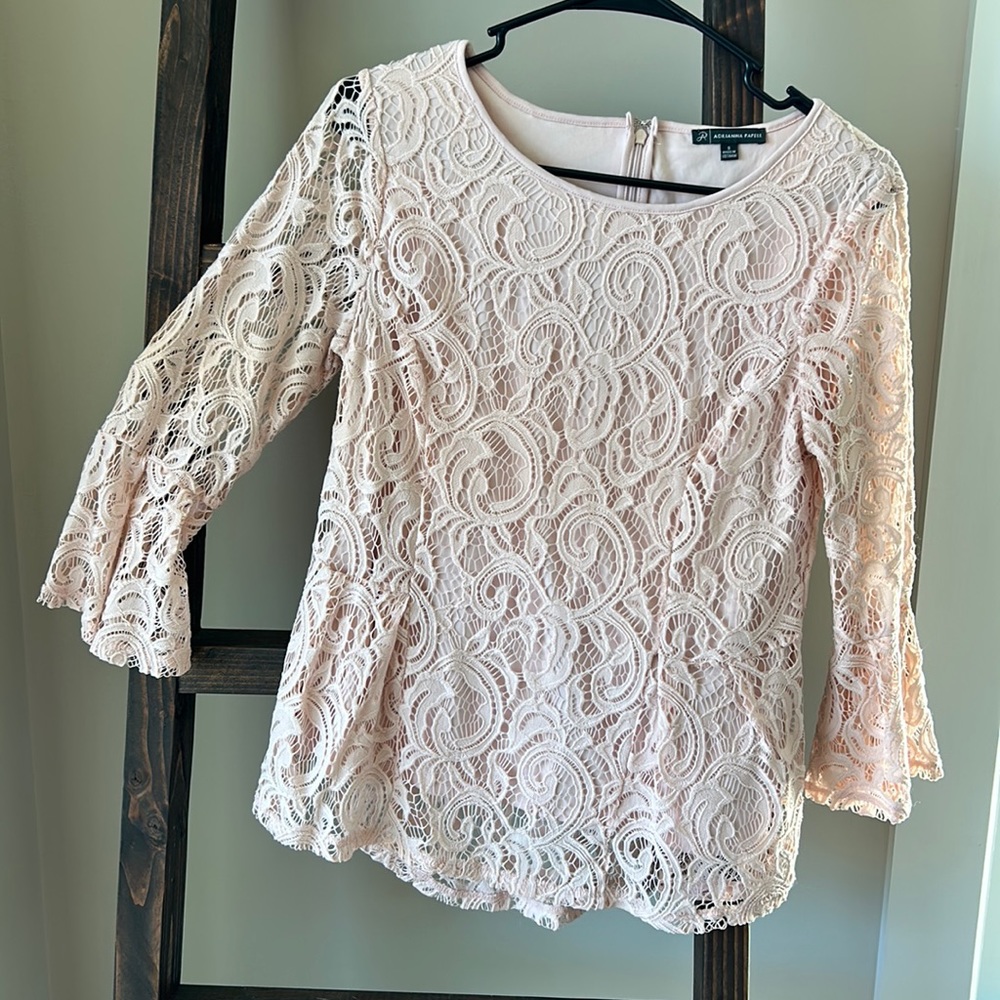 Pink blouse, lace with camisole underneath. Small